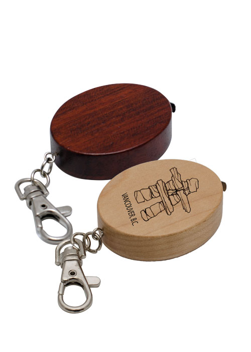 Wooden Measuring Keychain from Danbar Distribution. Available in Maple and Rosewood.